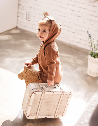Bambi Hooded Jumpsuit Brown