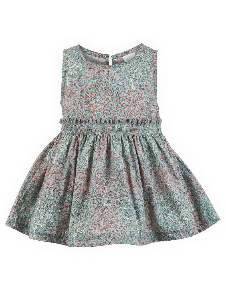 Printed Floral Sun Dress Blue