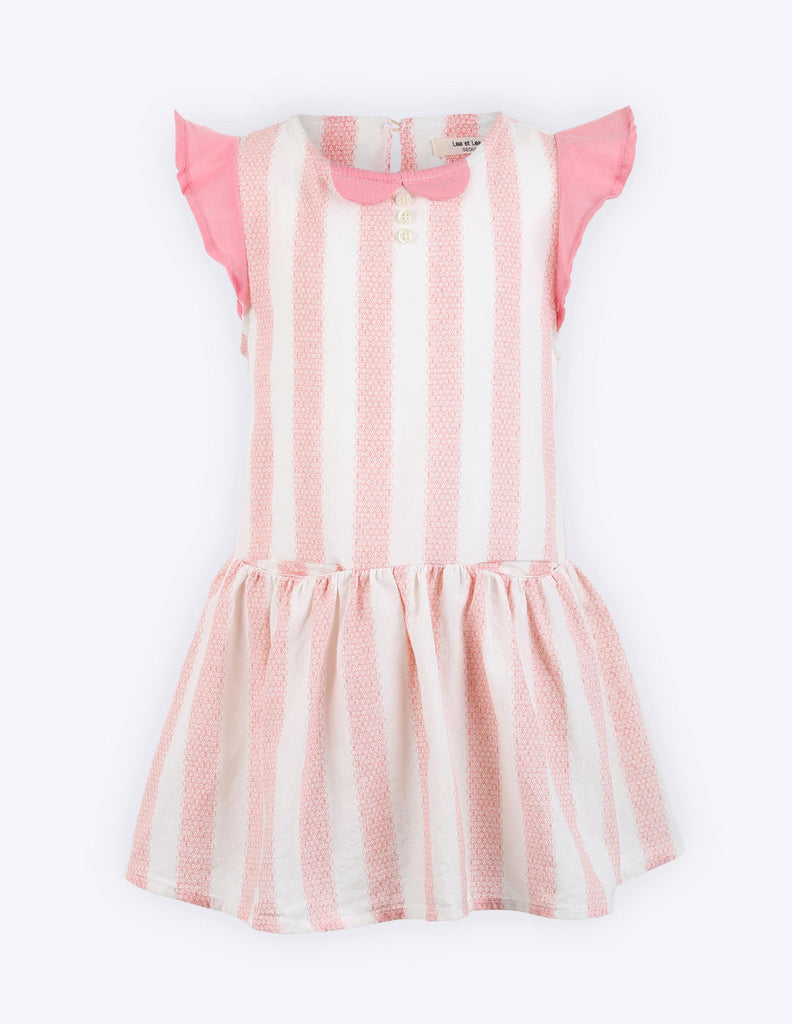 Pink Striped Cap Sleeve Dress