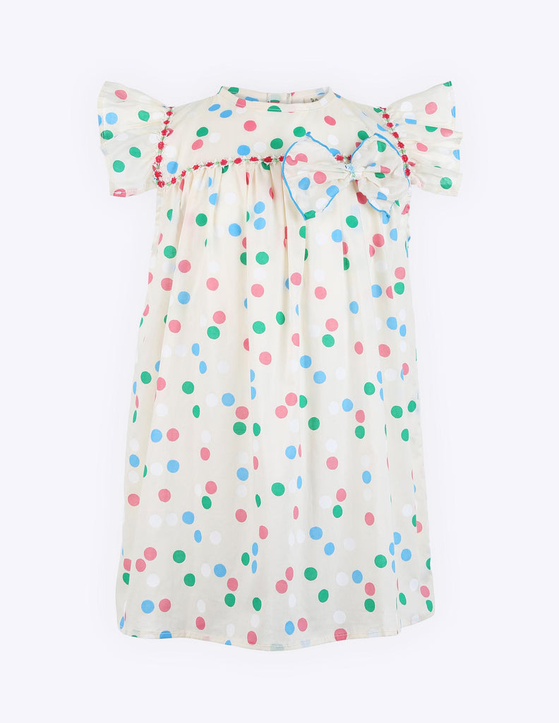 Spotted Frilled Sleeve Dress