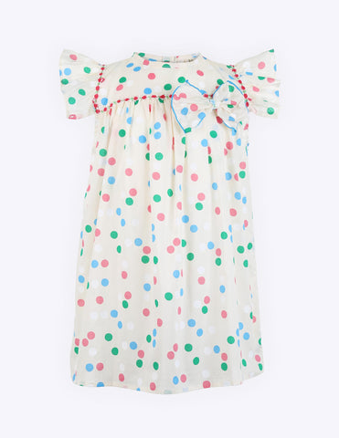 Spotted Frilled Sleeve Dress