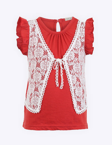 Frilled Sleeve Lace Blouse