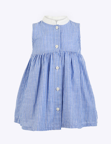 Nehru Collar Striped Dress