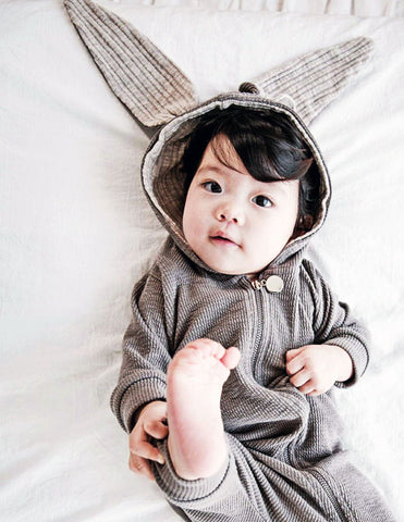 Bunny Hooded Jumpsuit Grey