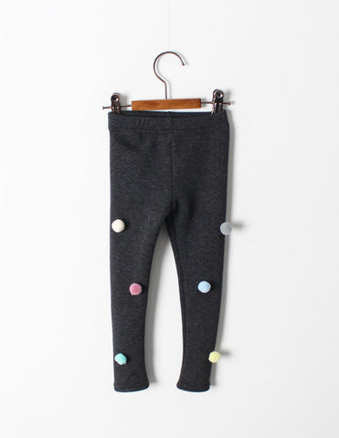 Pom-Pom Winter Leggings Charcoal