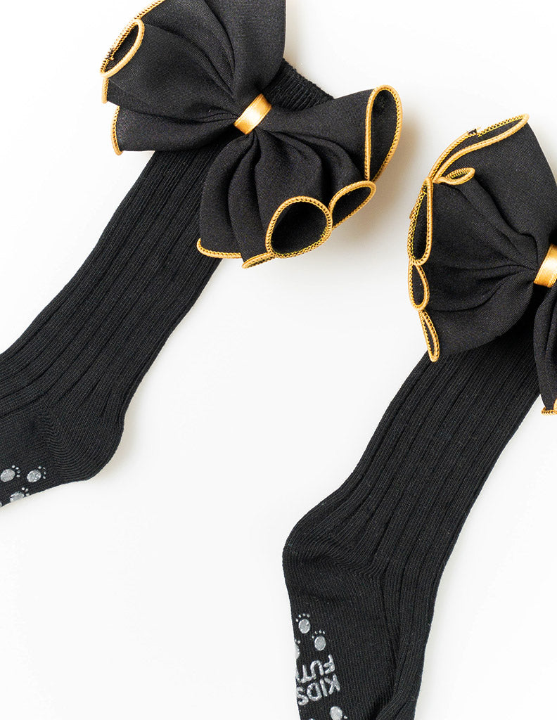 Bow Knee Socks Black