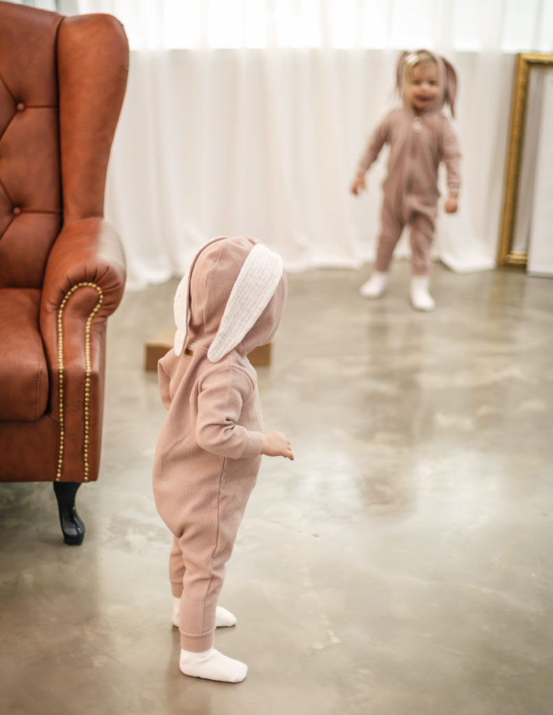 Bunny Hooded Jumpsuit Cream