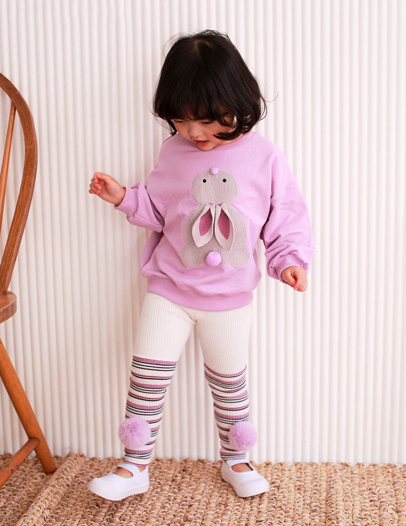 Bunny Pom Pom Jumper and Leggings Set Lilac