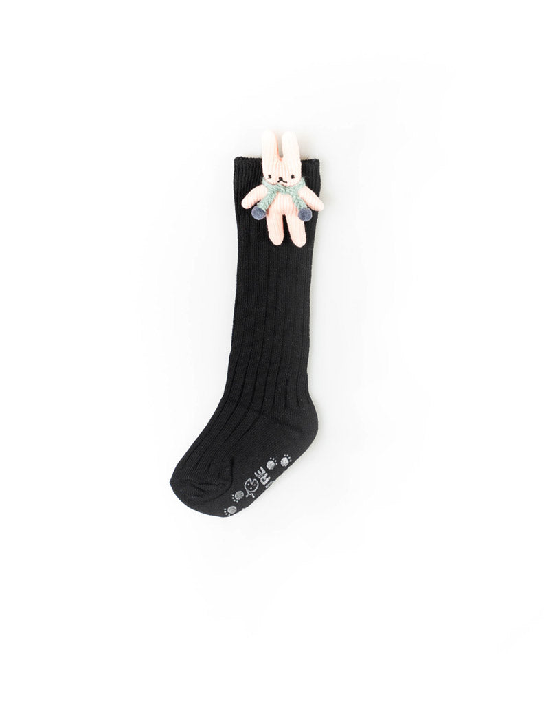 Bunny Scarf Knee Socks Black