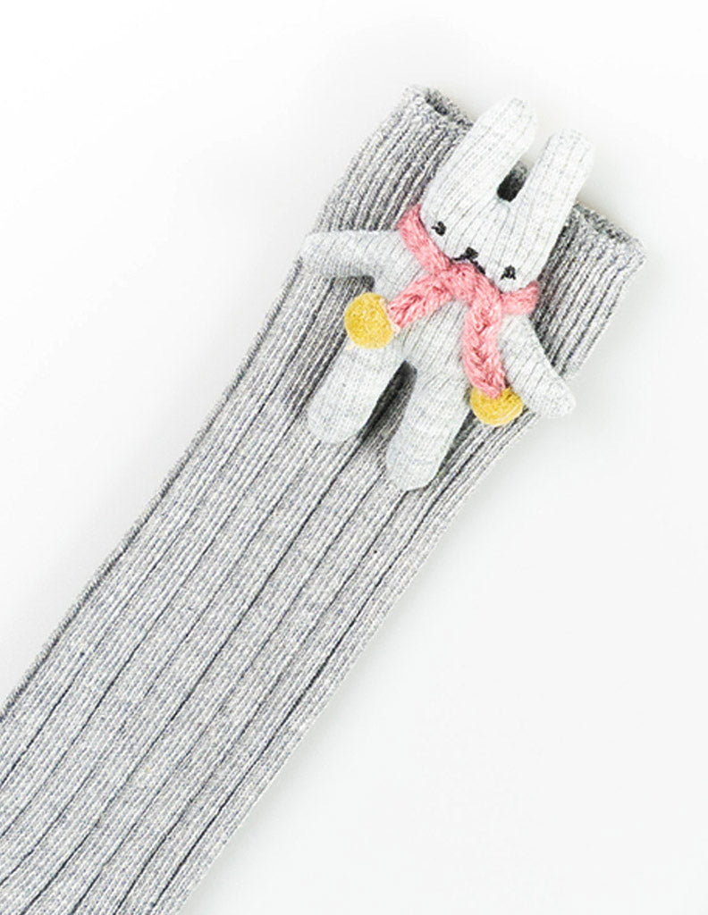 Bunny Scarf Knee Socks Grey