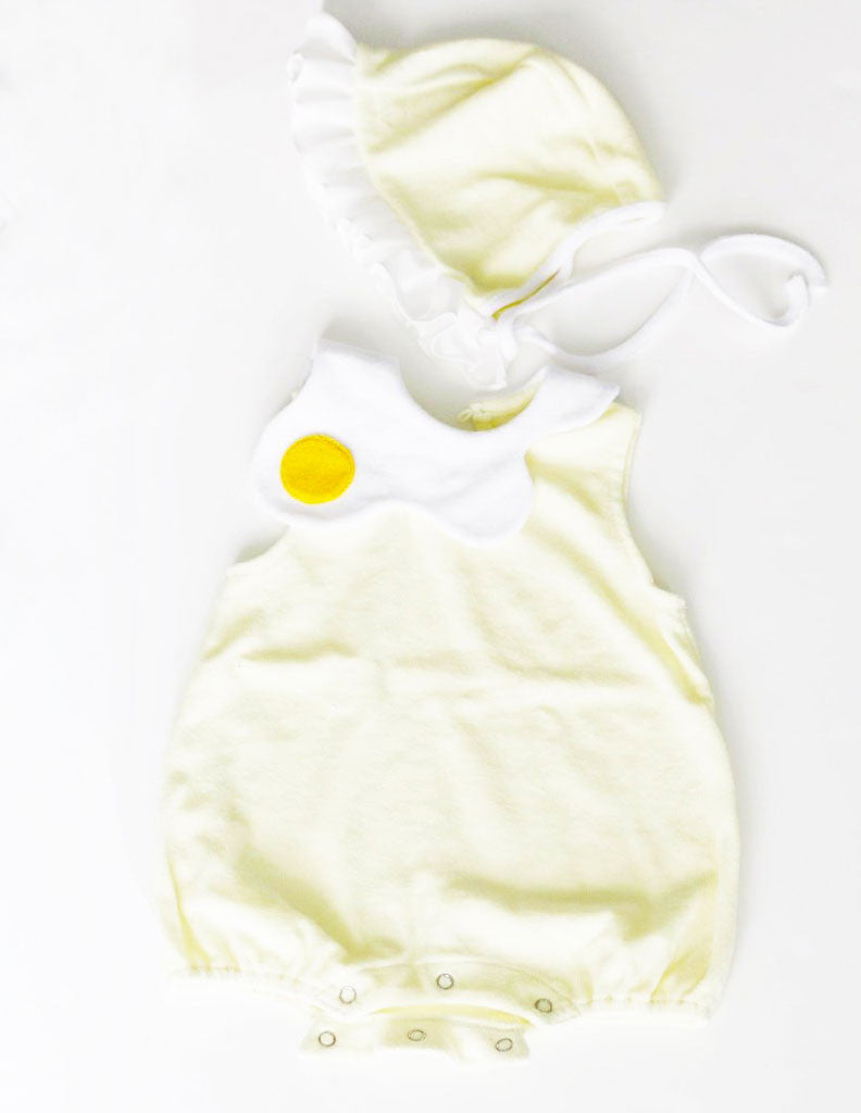 Egg Suit Romper and Bonnet Set Cream JJ PARK - Main Image