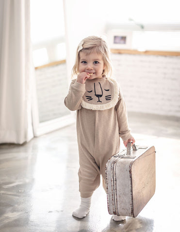 Lion Bib Jumpsuit Beige