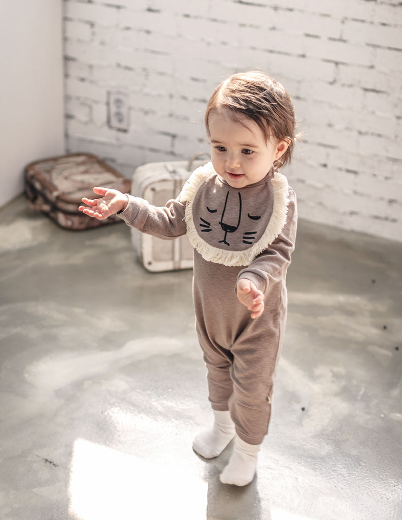 Lion Bib Jumpsuit Grey