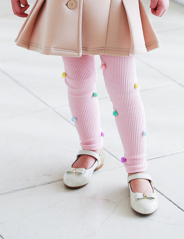 Pom-Pom Corded Leggings Pink