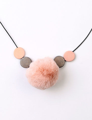 Pom-Pom Disk Necklace