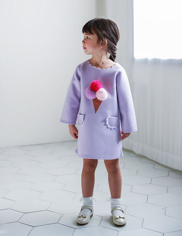 Pom-Pom Ice Cream Dress Lilac