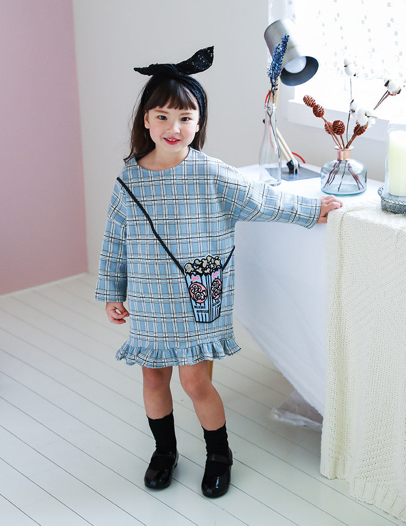 Popcorn Pocket Dress Baby Blue | JJ PARK