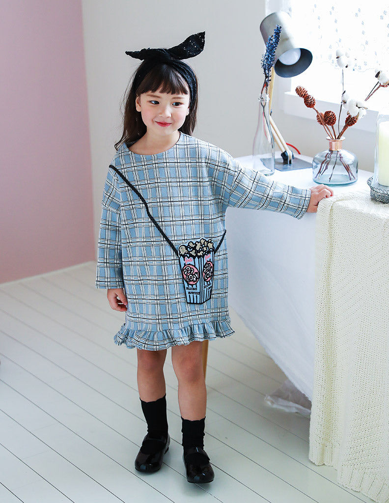 Popcorn Pocket Dress Baby Blue
