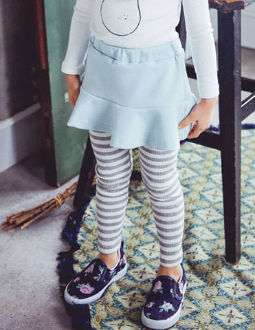 Striped Skirt Leggings Blue