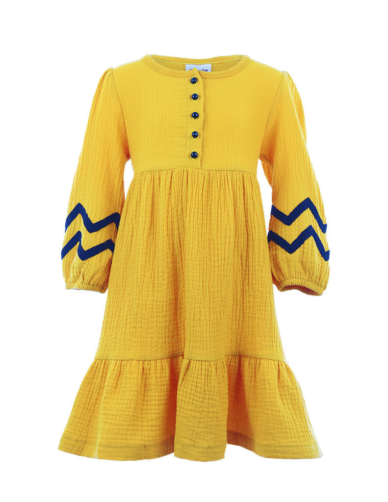Zig Zag Peasant Dress Yellow Zig Zag Peasant Dress Yellow